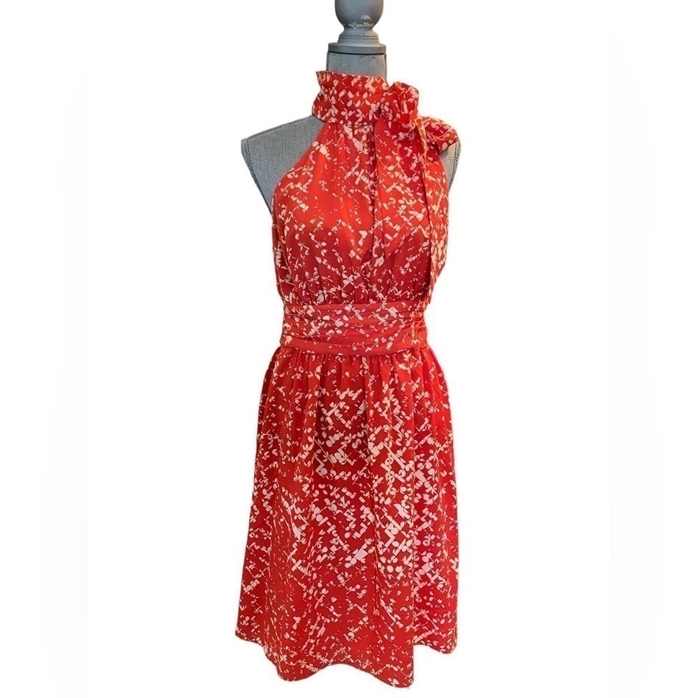 CYNTHIA STEFFE ORANGE PRINT HALTER DRESS (0949) - Picture 2 of 4